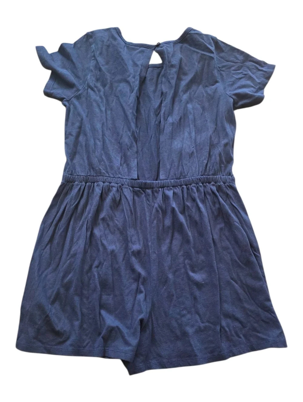 Melrose & Market Girls Navy Short Sleeve Cotton Open Back Romper L